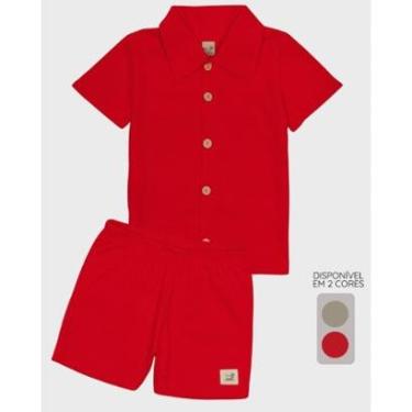Imagem de Conjunto camisa botão bermuda verão clássico leve fresquinho estiloso - Menino 1 a 10 anos-Masculino