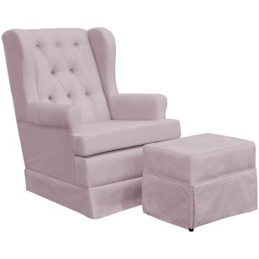 Imagem de Poltrona De Amamentação Com Balanço E Puff Helena P02 Suede Rosê Lyam Decor