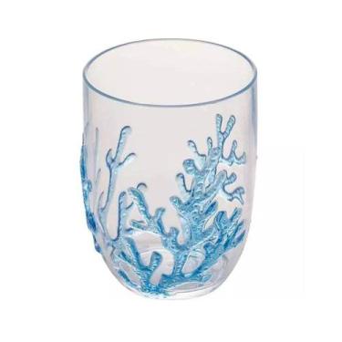 Imagem de Jogo 4 Copos Baixo Acrílico Coral Azul 465 ml - Bon Gourmet