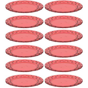 Imagem de Kit 12 Pratos 19cm Vermelho Bandeja para Servir Mesa Posta Porções Ape
