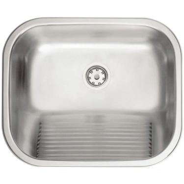 Imagem de Tanque de Encaixe Hera 34 l 50x40 cm de Sobrepor em Aço Inox Acetinado com Esfregador I...