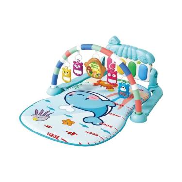 Imagem de Tapete de Atividades para Bebê Azul Bebê Musical com Piano Interativo e Brinquedos Pend...