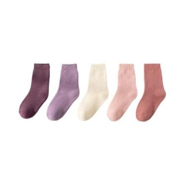 Imagem de Meias Térmicas Infantis Forradas Com Lã, 5 Pares, Quentes De Inverno, 