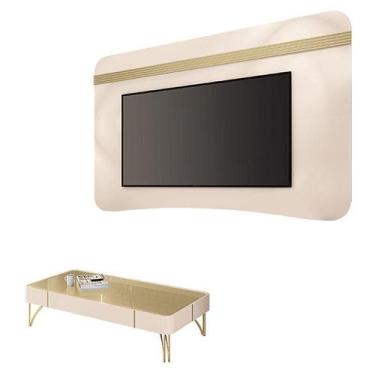 Imagem de Painel Suspenso Armony Off White Champanhe com Mesa de Centro Cadenza 