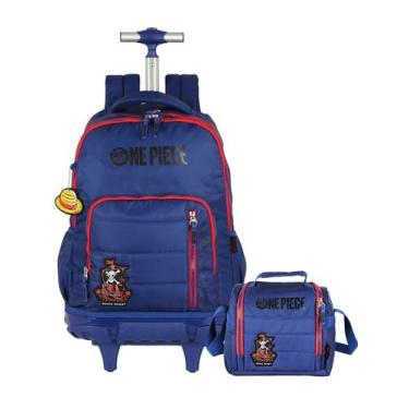 Imagem de Kit Escolar One Piece Mochila de Rodas + Lancheira Térmica, Azul