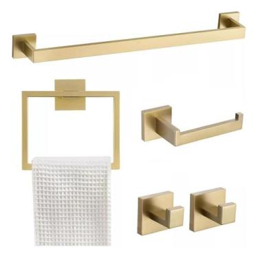 Imagem de Kit Acessórios Banheiro Inox 304 5 Peças Alto Luxo Premium Toalheiro P
