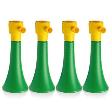 Imagem de Kit 4 Corneta De Assopro N1 Verde E Amarela Vuvuzelas Torcida Copa Do 
