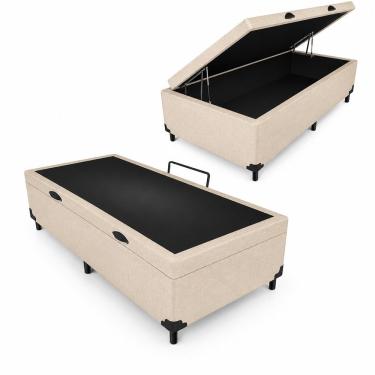 Imagem de Box Baú Max Ultra 88CM Solteiro Suede com Estrutura em MDF Bege Maxispuma 88CM