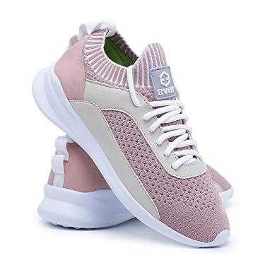 Imagem de Tênis Tricô Meia Caminhada Corrida Sola Eva Leve Macio Confortavel - Rosa - 41
