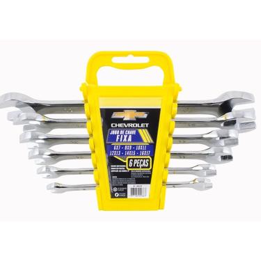Imagem de Jogo Chave Fixa 6 Pçs 6Mm A 17Mm Aço Carbono Chevrolet