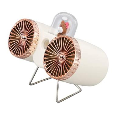 Imagem de design de minicirfã,Ventilador de mesa USB, ventilador de mesa de mesa ajustável de 3 velocidades com botão único, vento forte de rotação, mini ventilador silencioso para mesa de trabalho doméstico viagem de escritório (branco)