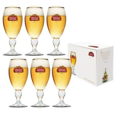 Imagem de Seis Taças Stella Artois Cálice Litografada Cerveja 250ml