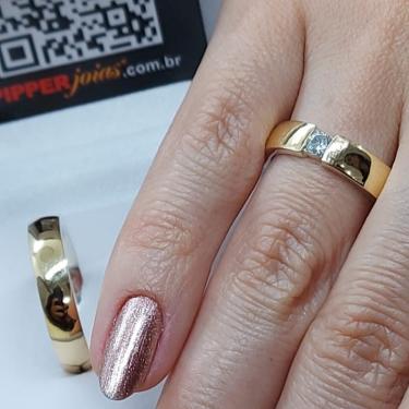 Imagem de Par Aliança de Casamento ou de Noivado em ouro 18k e Prata 995 - Flutuante