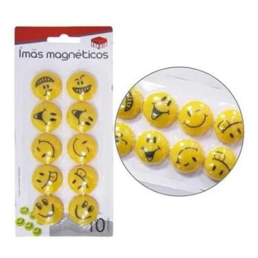 Imagem de Kit 10 Imãs Magnético Emoji Mural Geladeira Prende Foto Recados - Trc7