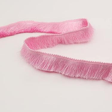 Imagem de 1 m de espessura de poliéster rendas guarnição chapelaria vestuário travesseiro decoração fita franja colorida 2,8 cm rosa branco preto cinza verde, NO10