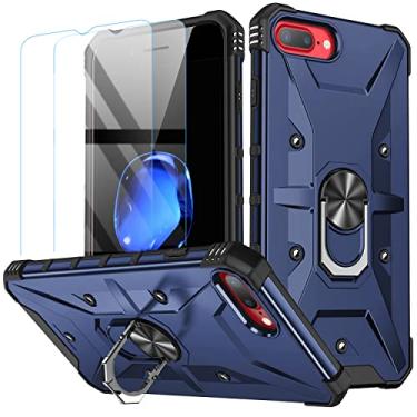 Imagem de Capa para iphone 6 Plus / 7 Plus / 8 Plus Case (2 protetores de tela de vidro temperado), iphone 6 Plus / 7 Plus / 8 Plus Capa (Azul)