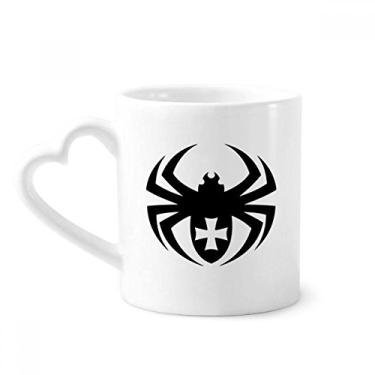 Imagem de Caneca com ilustração de aranha preta com estampa de insetos, café de cerâmica para copos de coração de vidro