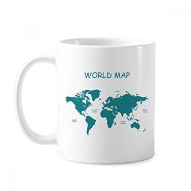 Imagem de Caneca de cerâmica com contorno de distribuição do mapa mundial continente cerâmica xícara de porcelana de café