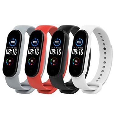 Imagem de Kit 4 Pulseiras NSmart compatíveis com MI BAND 5/6 + Película - Nandos-Store (Kit 4 (Cinza/Vermelho/Preta/Branca))