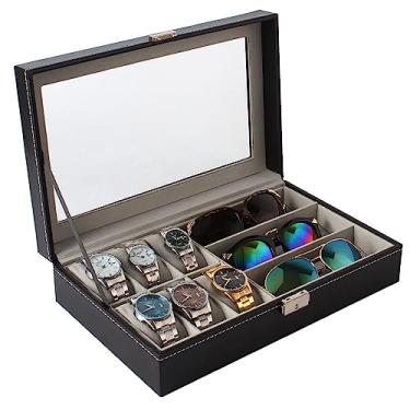 Imagem de Porta Relógios Caixa Estojo Para 6 Relógios 3 óculos Luxo CBRN20423 -Commerce Brasil