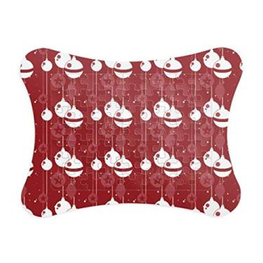 Imagem de Decoração vermelha branca moldura de quebra-cabeça de Natal decoração de imagem ornamento de jogo quebra-cabeça