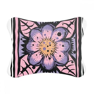 Imagem de Moldura de quebra-cabeça com gravação de elementos culturais do México de flor roxa Decoração de imagem Enfeite de jogo de quebra-cabeça