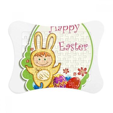 Imagem de Moldura de quebra-cabeça de cultivo de ovo infantil Coelhinho amarelo Happy Easter Decoração de imagem