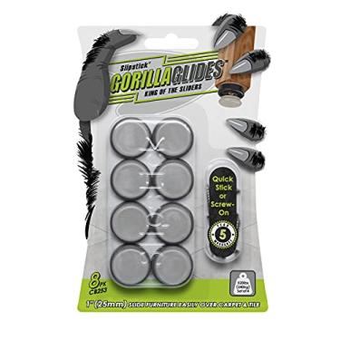 Imagem de GorillaGlides CB253 Deslizadores de cadeira de 2,5 cm / Protetores de piso deslizantes para móveis (conjunto de 8 deslizantes) Deslizantes autoadesivos, para deslizar em pisos de superfícies duras e