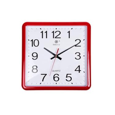 Imagem de Relógios de Parede Relógio de parede, relógio de parede quadrado silencioso relógio de quartzo eletrônico criativo para escritório quarto sala de estar, relógio de parede vermelho Decoração