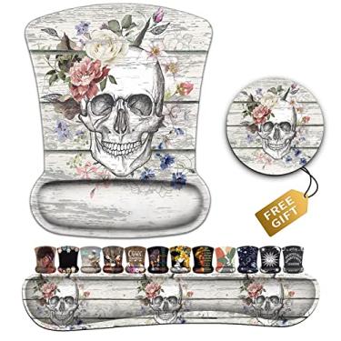 Imagem de Mouse pad com suporte de pulso, mouse pad de gel ergonômico, descanso de pulso de teclado de espuma de memória, adequado para digitação de escritório, jogos, decoração de mesa, design padrão de flores