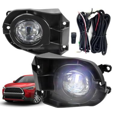 Imagem de Compatível com Toyota Corolla Cross 6000k White LED Fog Kit Atualização de montagem de farol de neblina 2022 2023 2024 - Peças de reposição estilo OE - Lente transparente, completo com biséis,