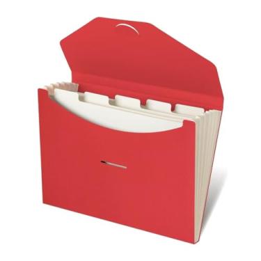 Imagem de Blue Lake ECOLIFE Organizador de pastas expansíveis de plástico sanfonado com 6 bolsos vermelho ardente