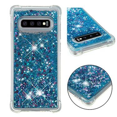 Imagem de LEMAXELERS Compatível com Galaxy S10 Plus, capa transparente líquida com glitter flutuante areia movediça à prova de choque capa protetora de silicone macio TPU para Samsung Galaxy S10 Plus. YBL Love