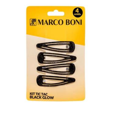 Imagem de Kit 4 Presilhas De Cabelo Tic Tac Black Glow Marco Boni, Preto