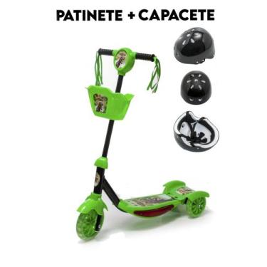 Imagem de Patinete Seguro De Dinossauro Meninas 3 4 5 Anos E Capacete - DM Toys