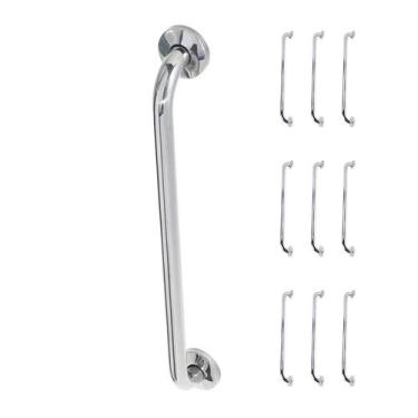 Imagem de Alça de Apoio Inox Barra 70cm Kit 9 Unidades Acessibilidade Segurança 