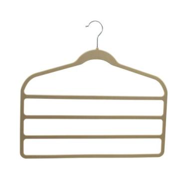 Imagem de Kit 5 Cabides Veludo Bege Slim antideslizantes para 4 calças - Arboret