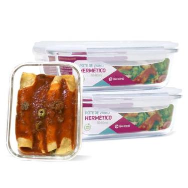 Imagem de Conjunto 3 Potes Vidro Hermético Marmita Mantimentos 1040ml - U4home, 