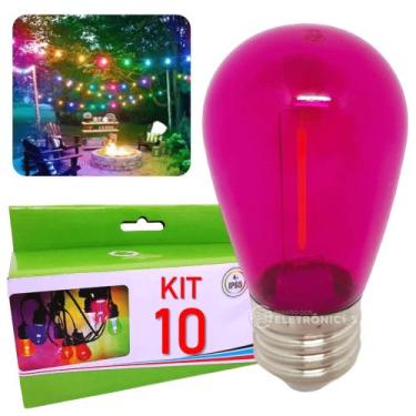 Imagem de kit 10 Lâmpadas Led Retrô Coloridas Boloinhas 1w S14 110v Abajurs Lumi