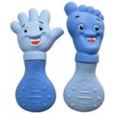 Imagem de Kit Mordedor Bebe Mãozinha e Pezinho AZUL Vila Toy