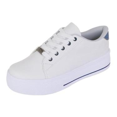 Imagem de Tênis Feminino Casual Branco Colorido Bellinda Shoes, Azul, 38