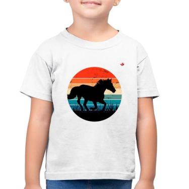 Imagem de Camiseta Algodão Infantil Cavalo Vintage Sunset - Foca na Moda, Branco