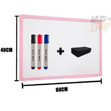 Imagem de Quadro Lousa Branco UV Soft Colors 60X40 Moldura Rosa Stalo
