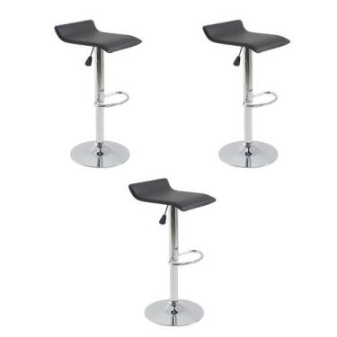 Imagem de Kit 3 Banquetas Belo Horizonte Preta Hard PVC - Rivatti