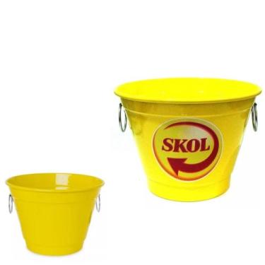 Imagem de Balde De Gelo De Aluminio Redondo C/alca 6 Lts 19,5x27cm - Cor Skol - 