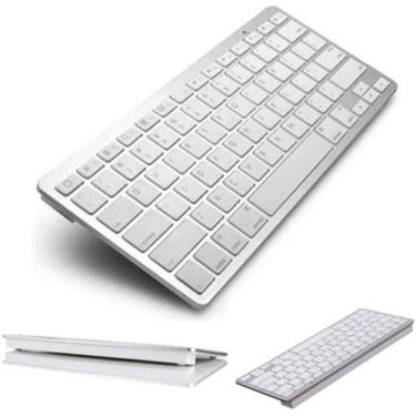 Imagem de Teclado Bluetooth para Pc Tablet e Smartphone Sem Fio Branco - BCS