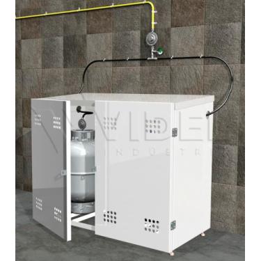 Imagem de Abrigo para Segurança de Gás P/ 2 Botijão com Porta Furada - Área Exte