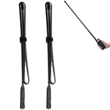 Imagem de Pacote com 2 Antenas dobráveis/Táticas Raido Walkie Talkies Antenas Duplas UV VHF/UHF 144/430Mhz Antenas Conector de Rádio Duas Direções para Kenwood Baofeng UV-5R UV82 888S F8HP Retevis H777 por WMM (29 polegadas/72 cm)