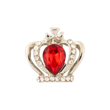 Imagem de Knighthood Broche de coroa de prata com pedra vermelha e broche de lapela com detalhes de cristal branco para homens – Acessório de terno elegante, Standard, Metal, Sem Pedra Preciosa