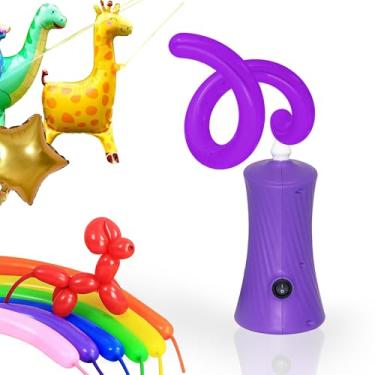 Imagem de Voircoloria Bomba de balão 260 elétrica, insuflador automático de bocal duplo portátil com ferramentas de amarração para balões longos de animais, aniversário, gênero, revelação, balões de chá de
